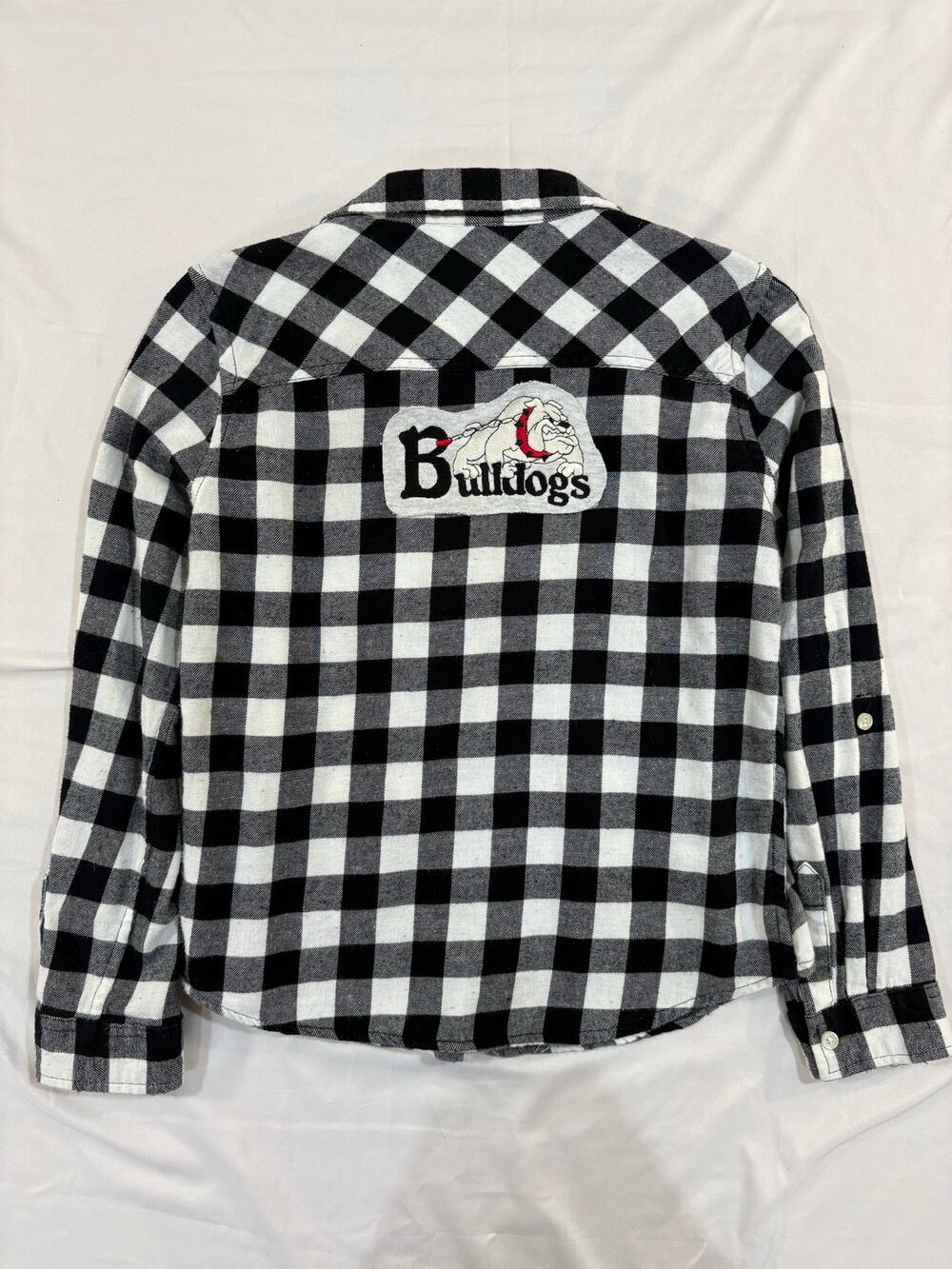 Georgia Bulldogs Reworked Upcycled Black & White Flannel Button Up Shirt Small